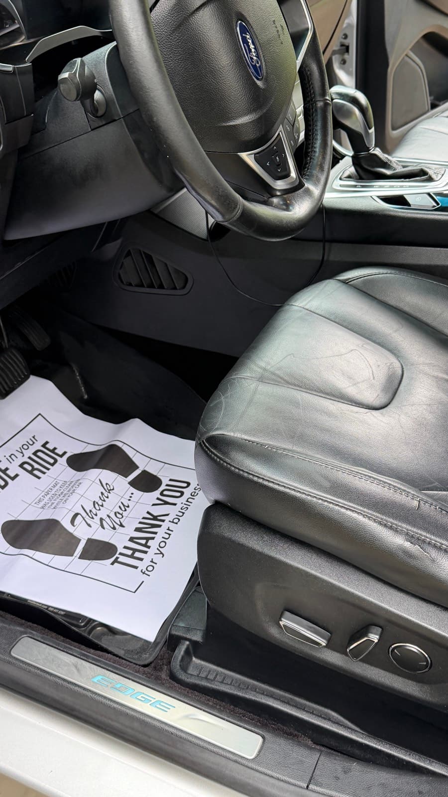 Ford Edge front seats and dashboard after interior detailing