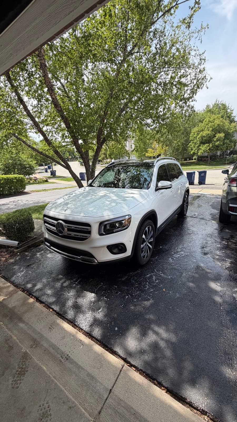 White Mercedes GLB detailed on-site in a Chicago suburbs driveway